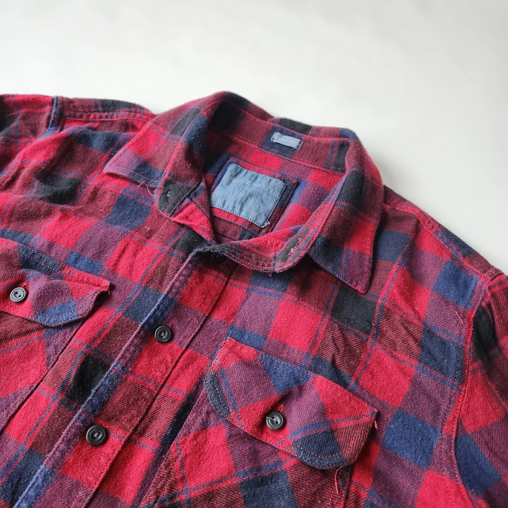 Bluenotes Womens Red/Navy Plaid Flannel Button Down Longsleeve Shirt - Picture 2 of 8